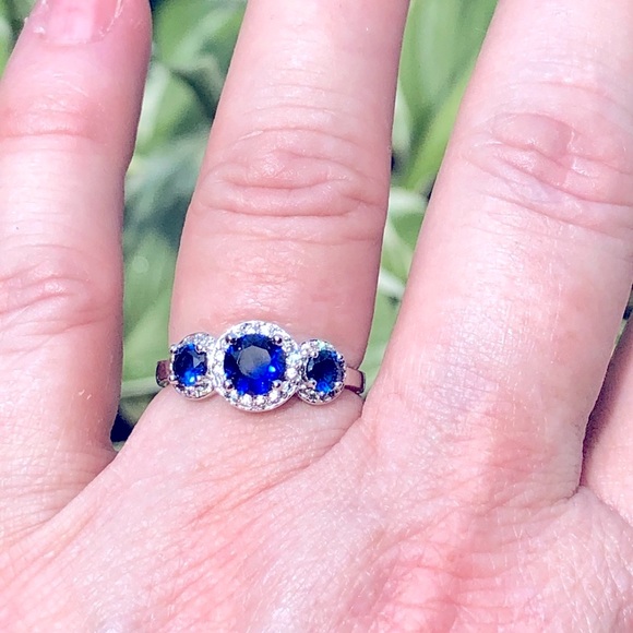 Jewelry - 🎉Host Pick🎊Perfect with Guards Triple Threat Sapphire 925 SIZE 8.  6-155